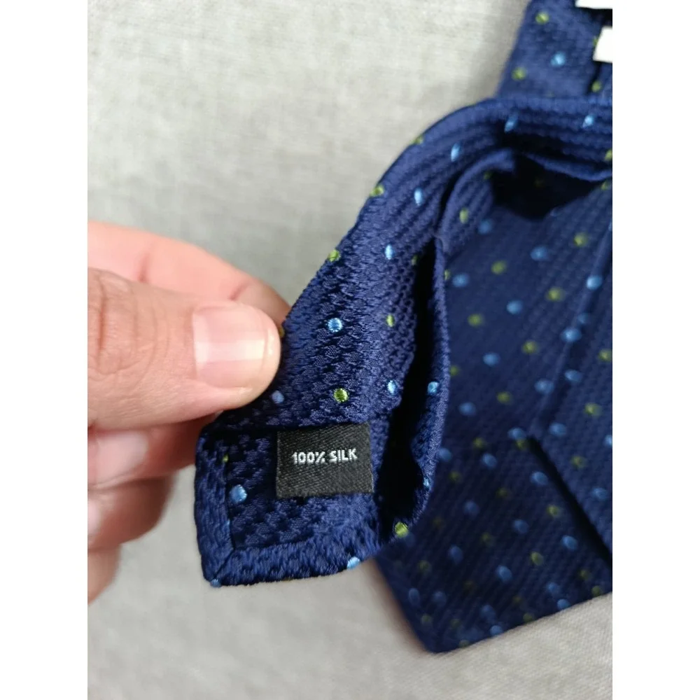 Turnbull & Asser Mens Neck Ties 58X3.5 Blue Textured Dot Silk Handmade England